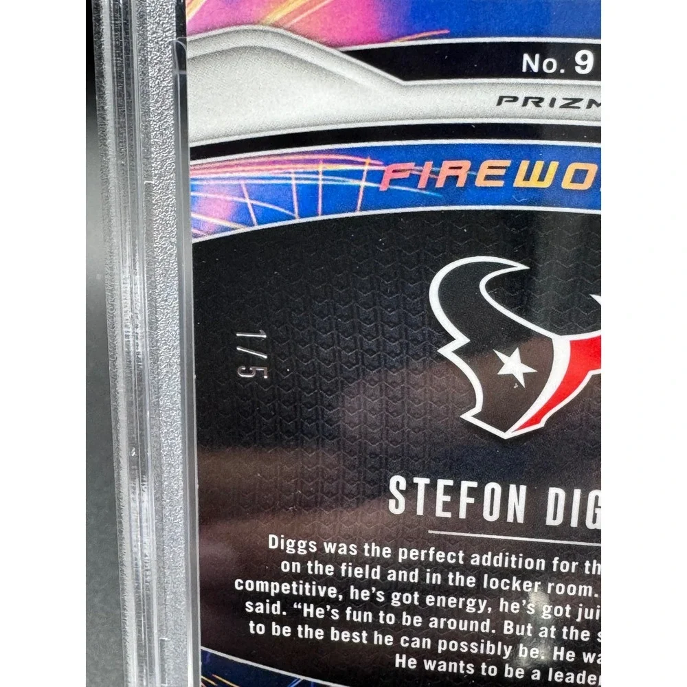 2024 Panini Prizm Stefon Diggs Fireworks Gold Vinyl 1/5 PSA 9 Mint Texans #9